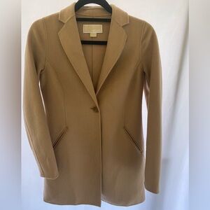 Tan Michael Kors 12P 53% Wool Coat Blaze Jacket One-Button Slant Pocket Military